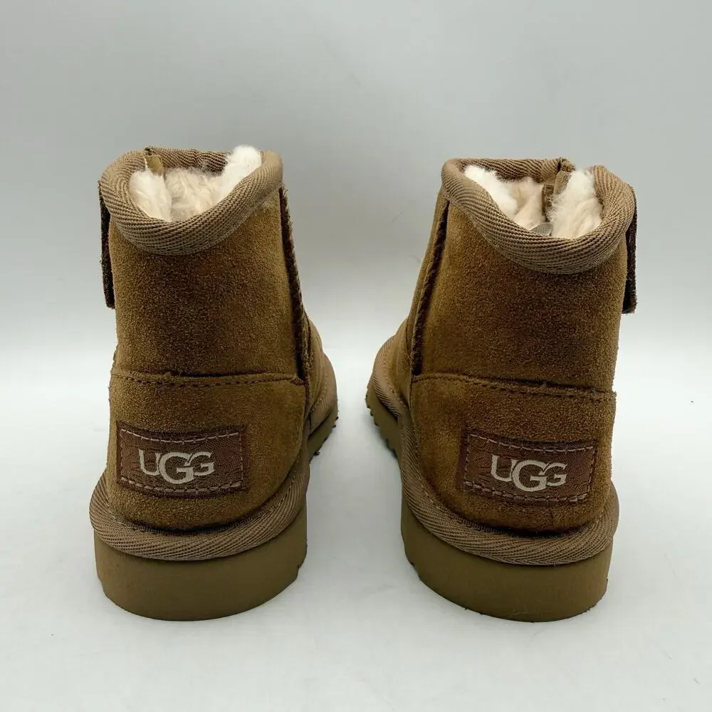 UGG Little Kids Adri Classic Mini Boots Size 8 EU 25 Brown Chestnut Suede NIB